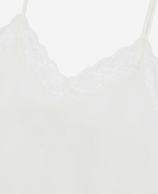 The Kooples FEMME ECRU caraco en soie et dentelle &eacute;cru