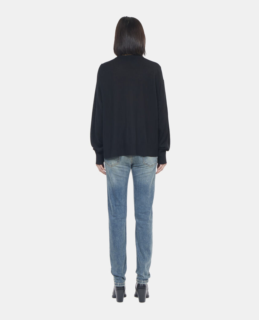 The Kooples FEMME BLACK pull en laine mérinos noir