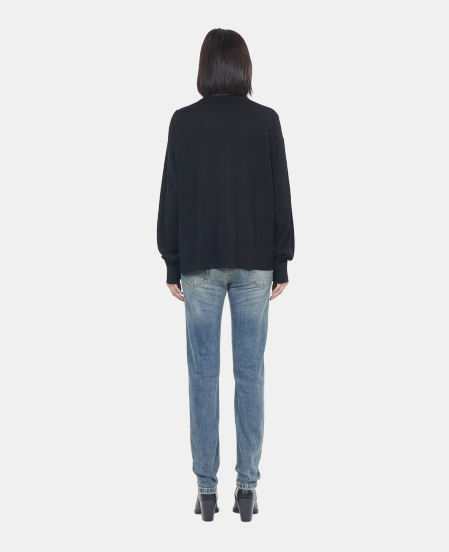 The Kooples FEMME BLACK pull en laine mérinos noir