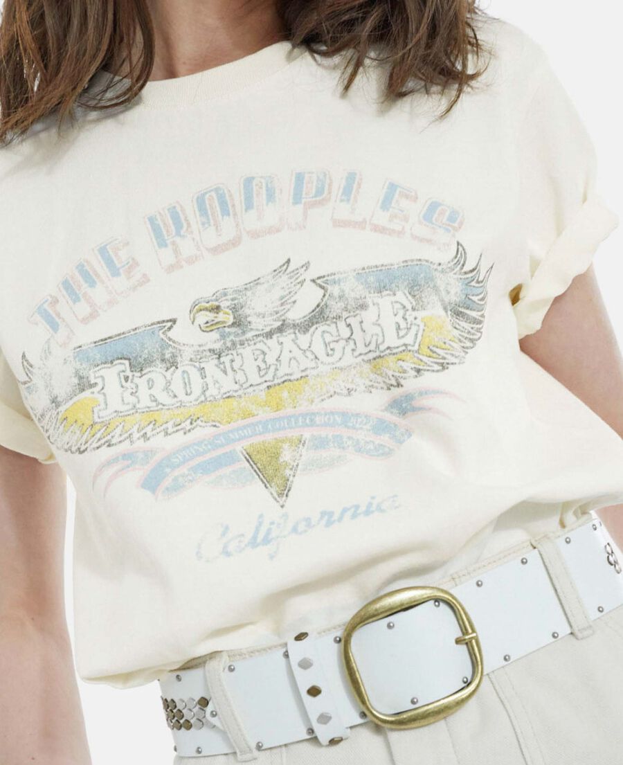 ecru cotton t-shirt with eagle print