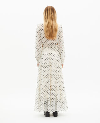 The Kooples FEMME WHITE / BLACK robe longue imprim&eacute; c&oelig;urs &eacute;crue