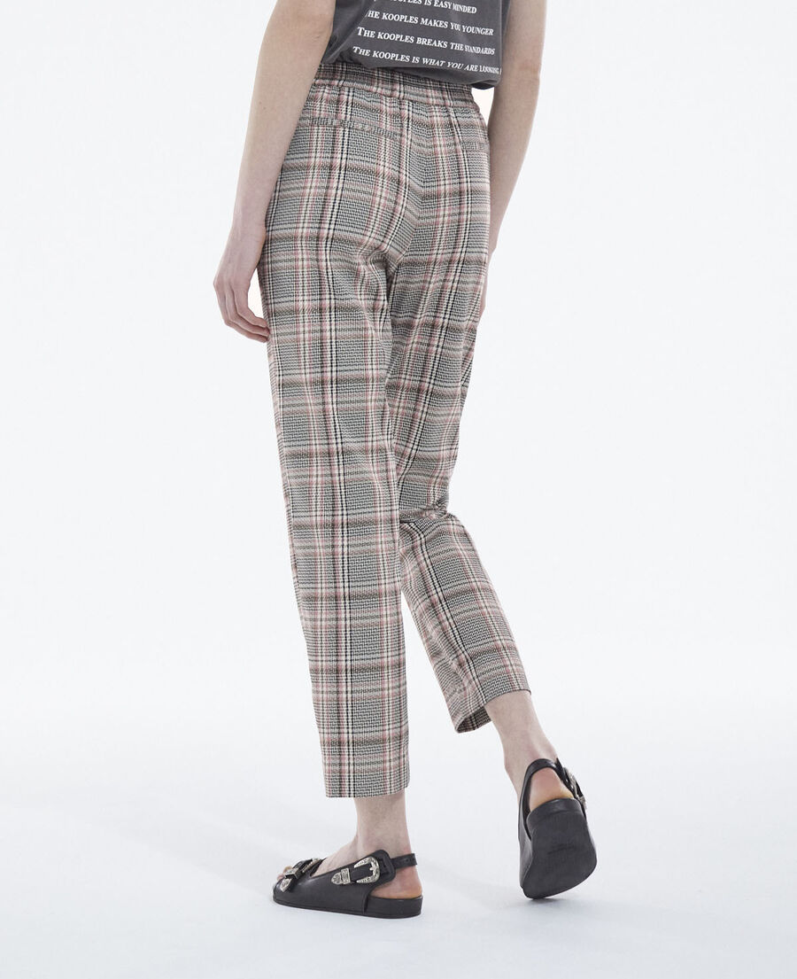 pink and black checked flowing printed pants