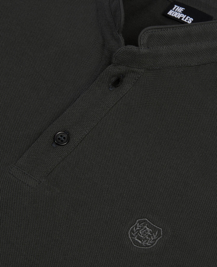 The Kooples H BLACK-ORANGE black pique cotton polo t-shirt