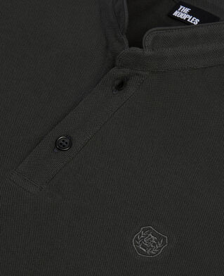The Kooples HOMME BLACK-ORANGE polo en coton piqué gris foncé
