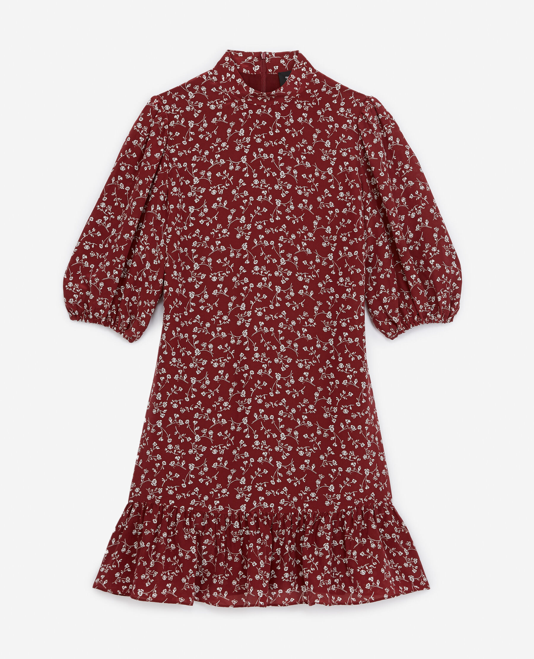 Short burgundy dress high neck and 3 4 sleeve The Kooples US