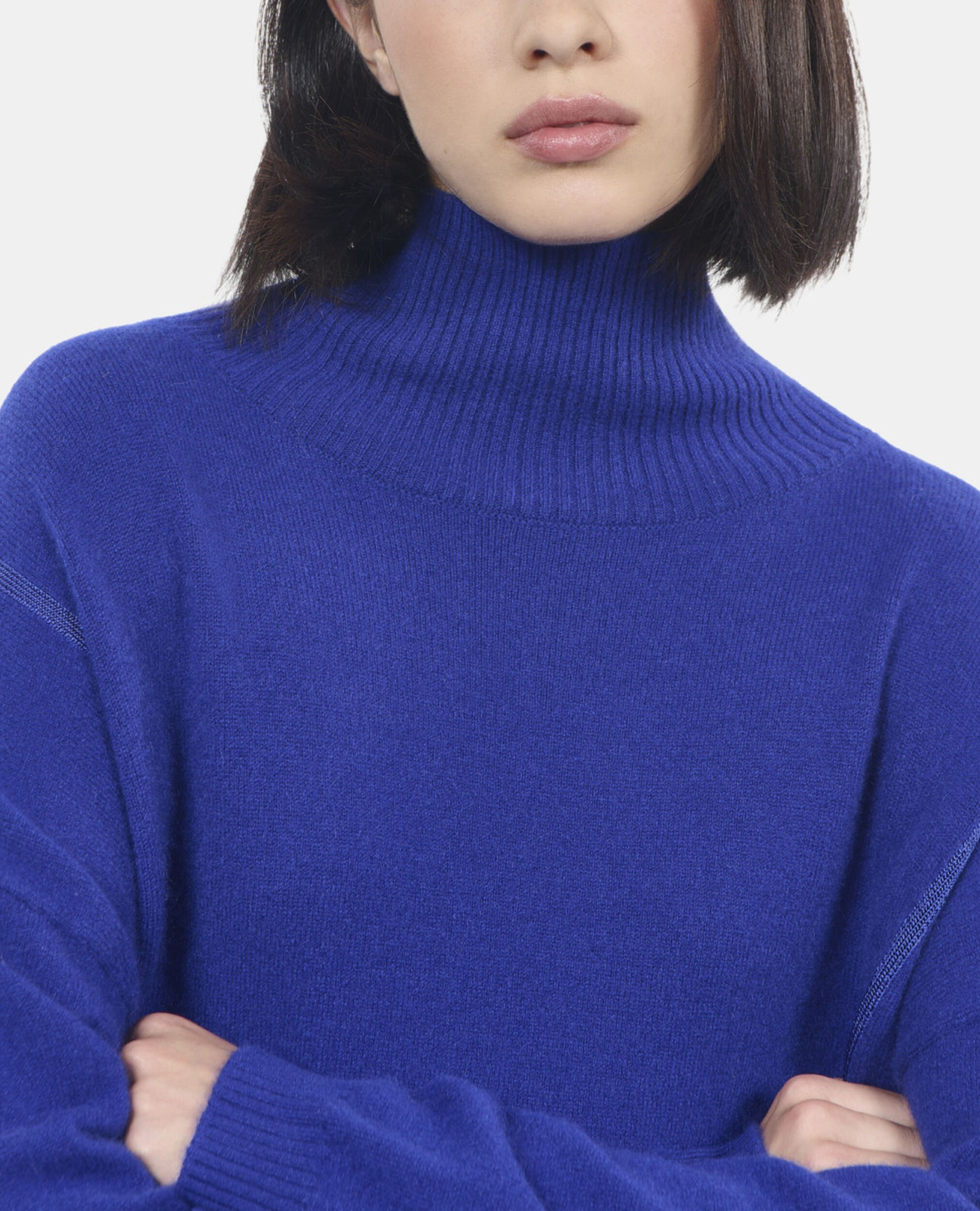 Robe pull courte en cachemire bleu électrique, BLUE ELECTRIC, hi-res image number null