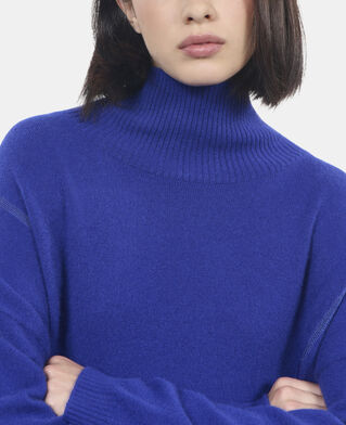 The Kooples FEMME BLUE ELECTRIC robe pull courte en cachemire bleu électrique