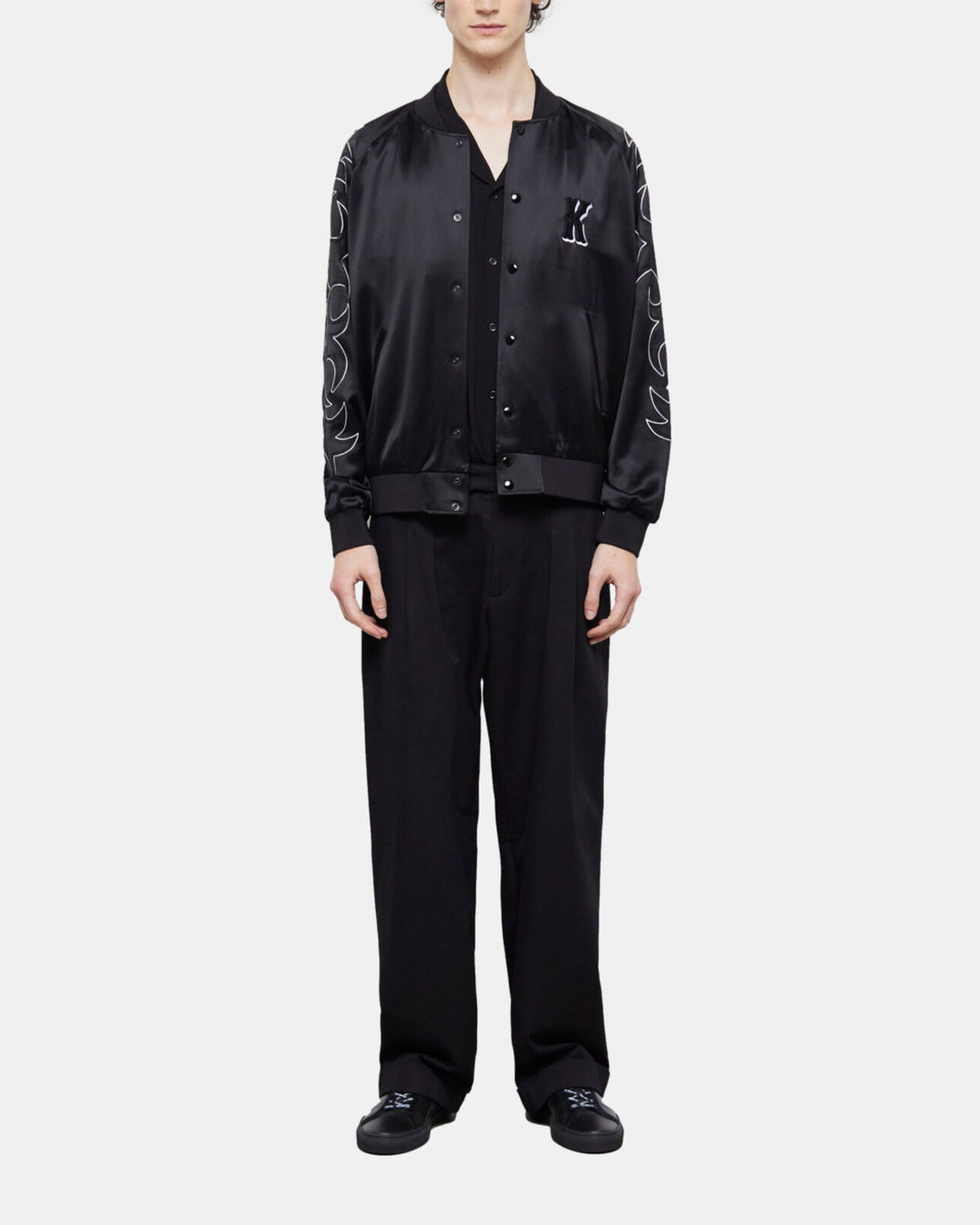 The Kooples HOMME BLACK blouson teddy noir avec broderies western