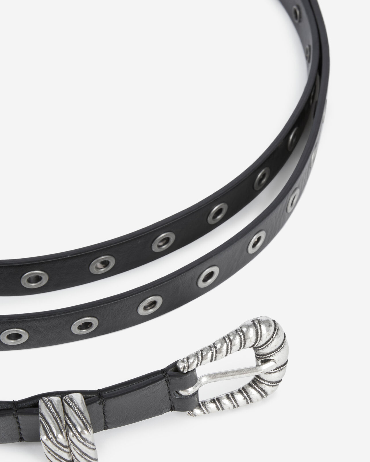 The Kooples FEMME BLACK ceinture fine double tour en cuir noir