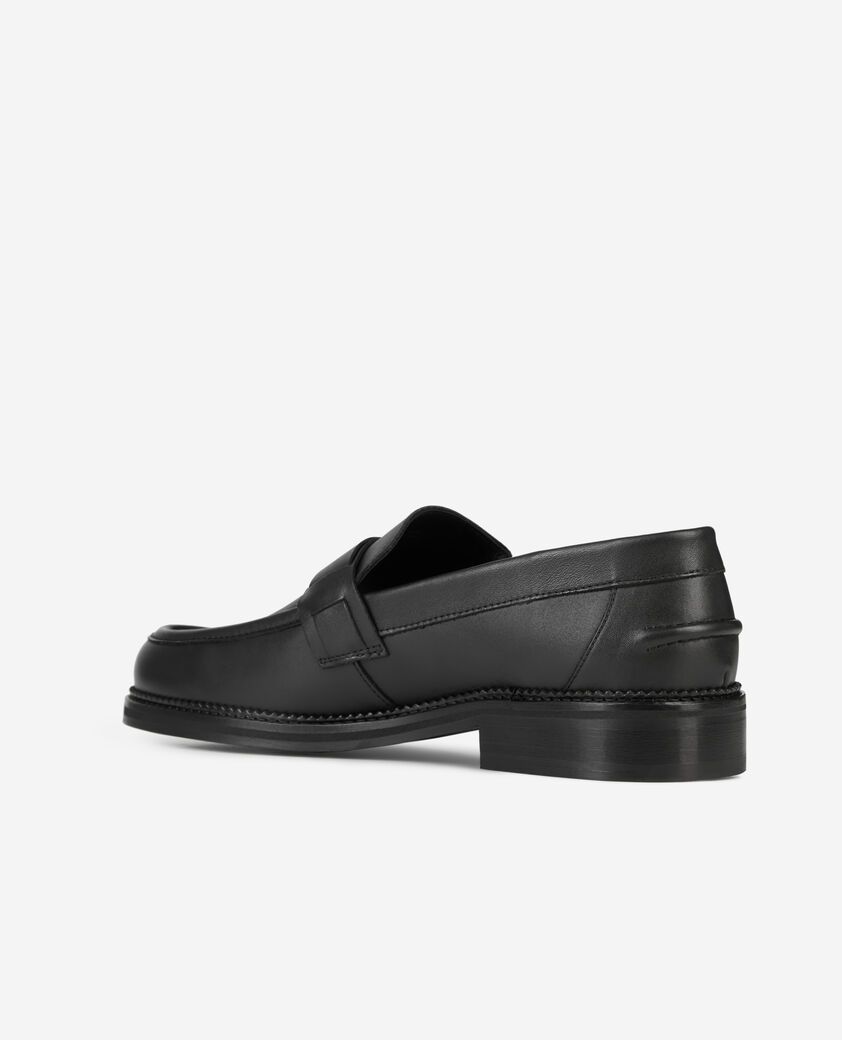 The Kooples MEN BLACK black leather loafers with metallic inserts