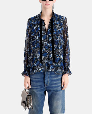 The Kooples F BLUE printed top with pleating