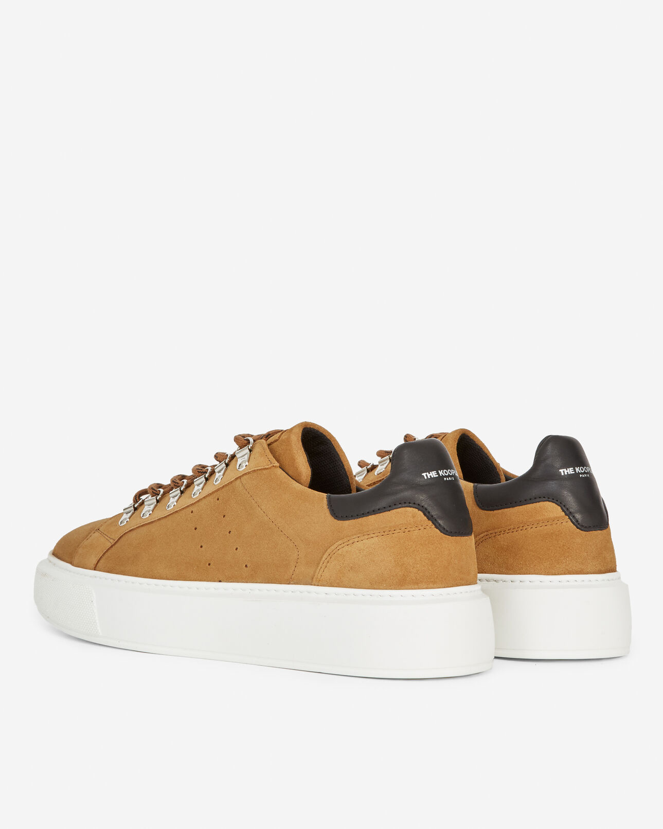 The Kooples HERREN BROWN turnschuhe camelfarben wildleder metall-ösen