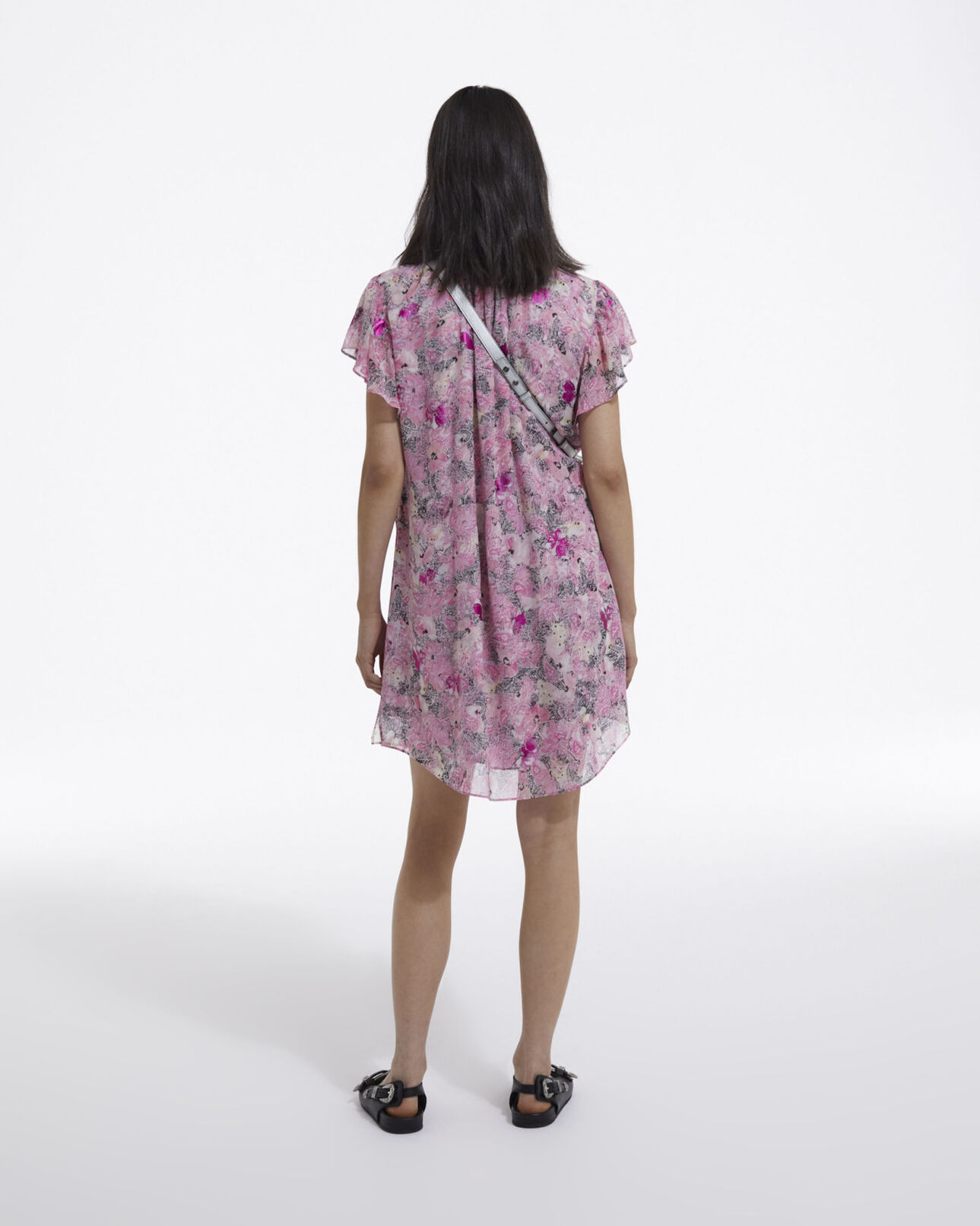The Kooples WOMEN PINK short pink dress with frilly sleeves