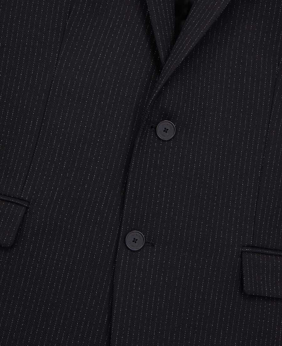 black wool jacket with tennis stripes