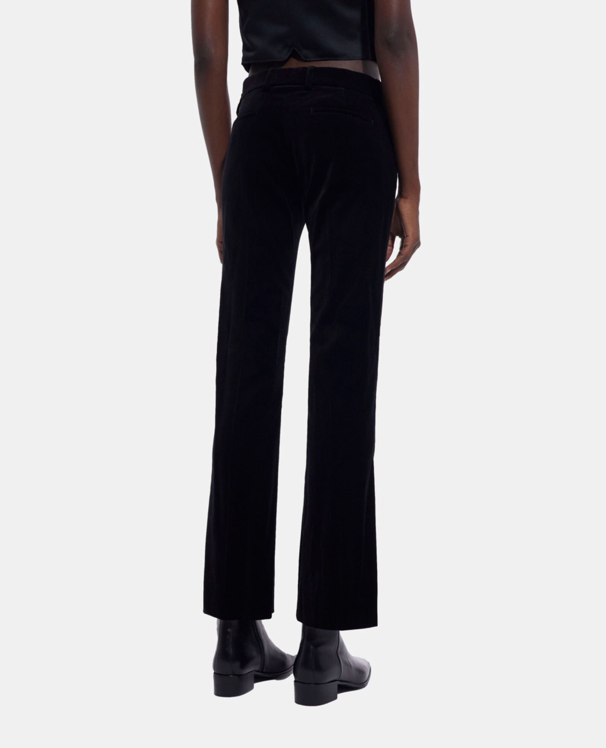 Black velvet flared suit pants