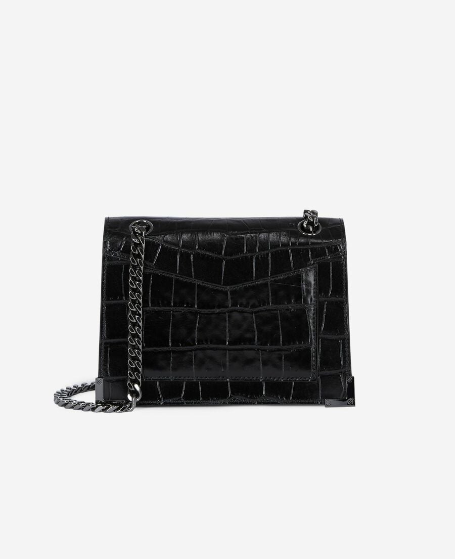 The Kooples F BLACK emily small crocodile-effect bag in black leather