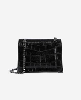 The Kooples F BLACK emily small crocodile-effect bag in black leather