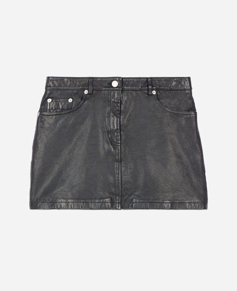 The Kooples F BLACK short black leather skirt