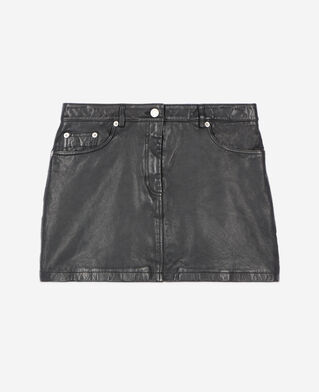 The Kooples F BLACK short black leather skirt