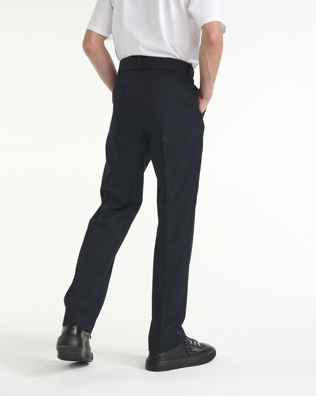 The Kooples HOMME NAVY pantalon droit laine bleu marine à plis