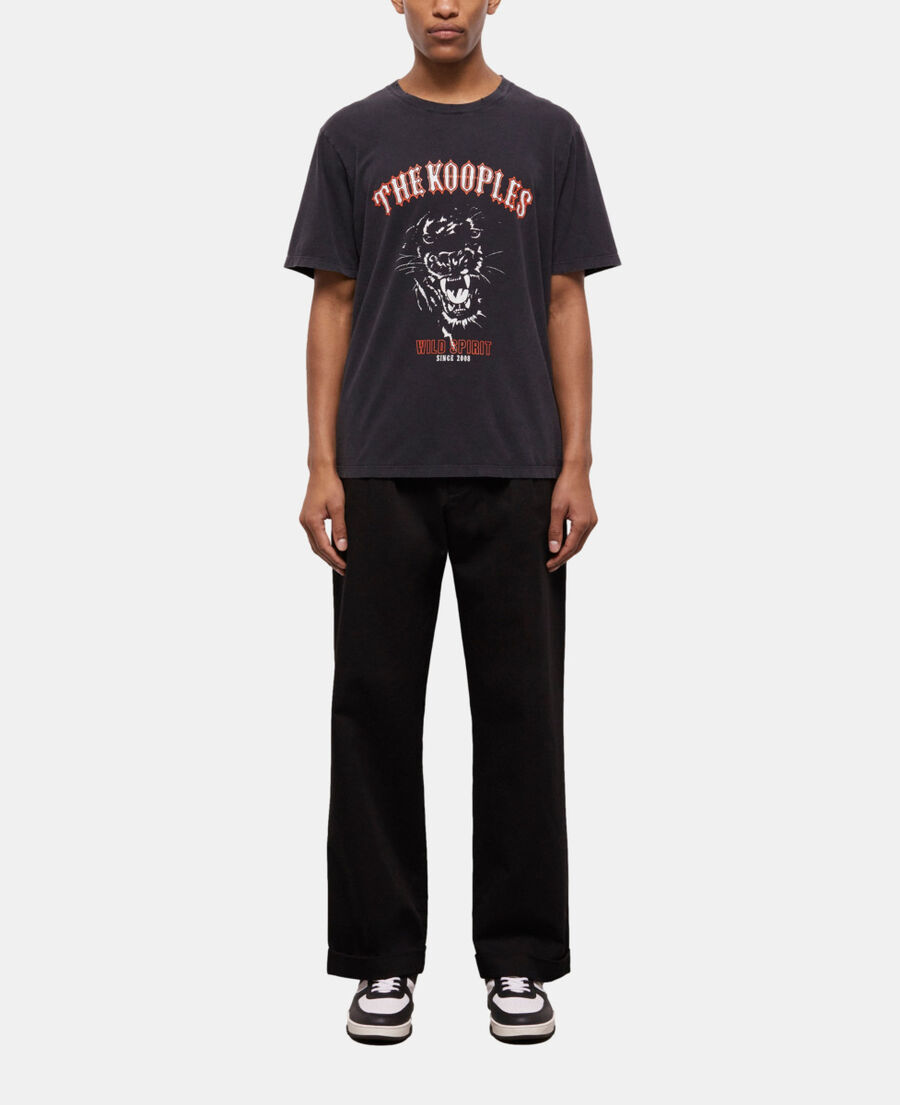 The Kooples MEN BLACK WASHED men's black screen print t-shirt