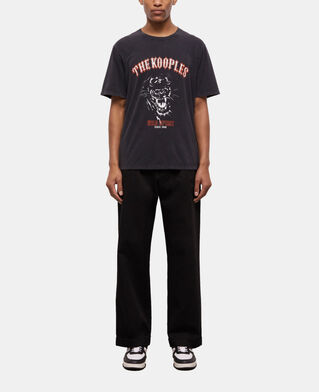 The Kooples MEN BLACK WASHED men's black screen print t-shirt