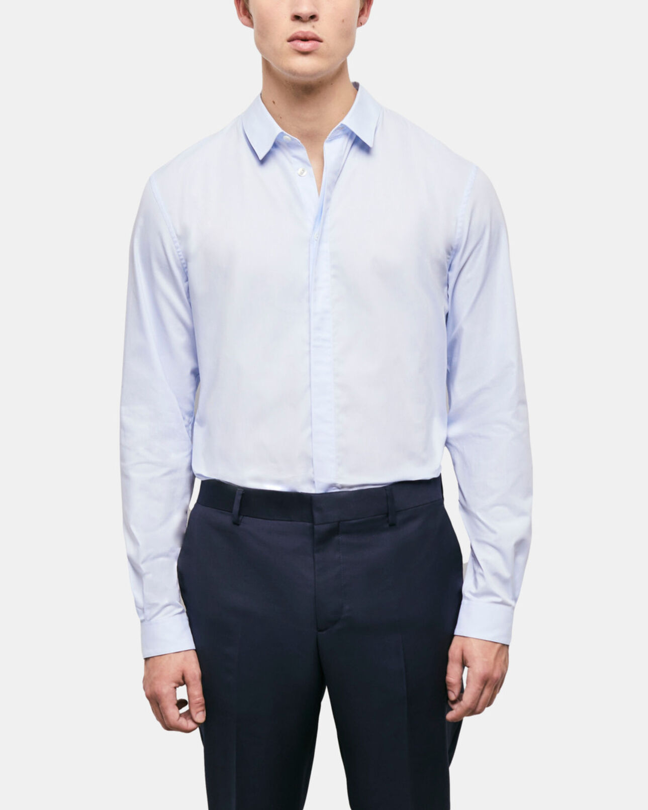The Kooples MEN SKY blue cotton shirt with classic collar