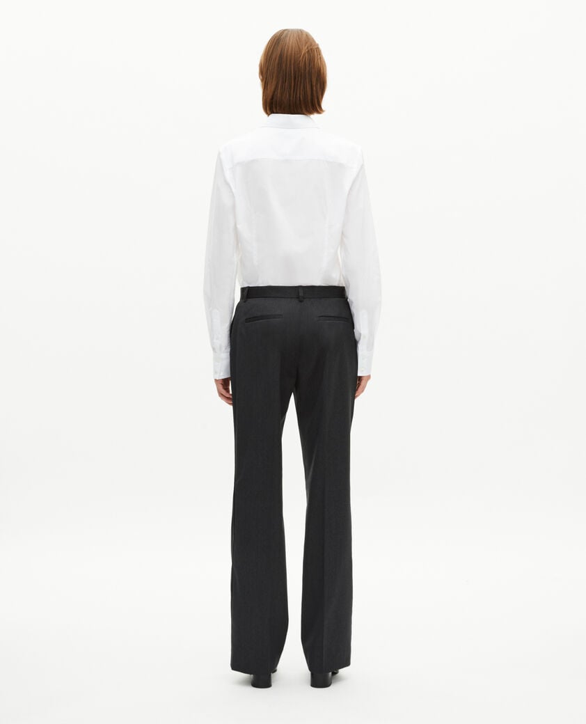 The Kooples WOMEN ANTHRACITE dark gray wool straight pants