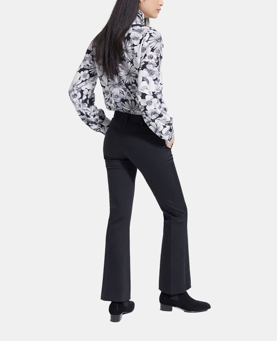 floral silk shirt pussy bow collar
