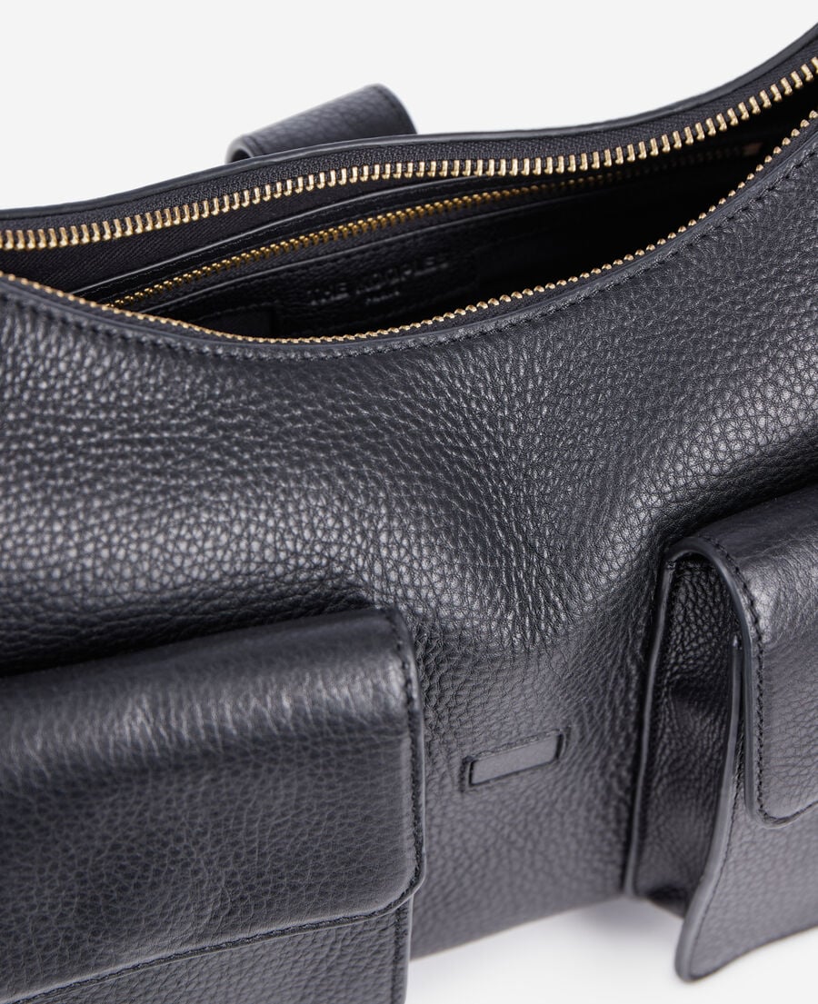 The Kooples F BLACK black grained leather amelia bag