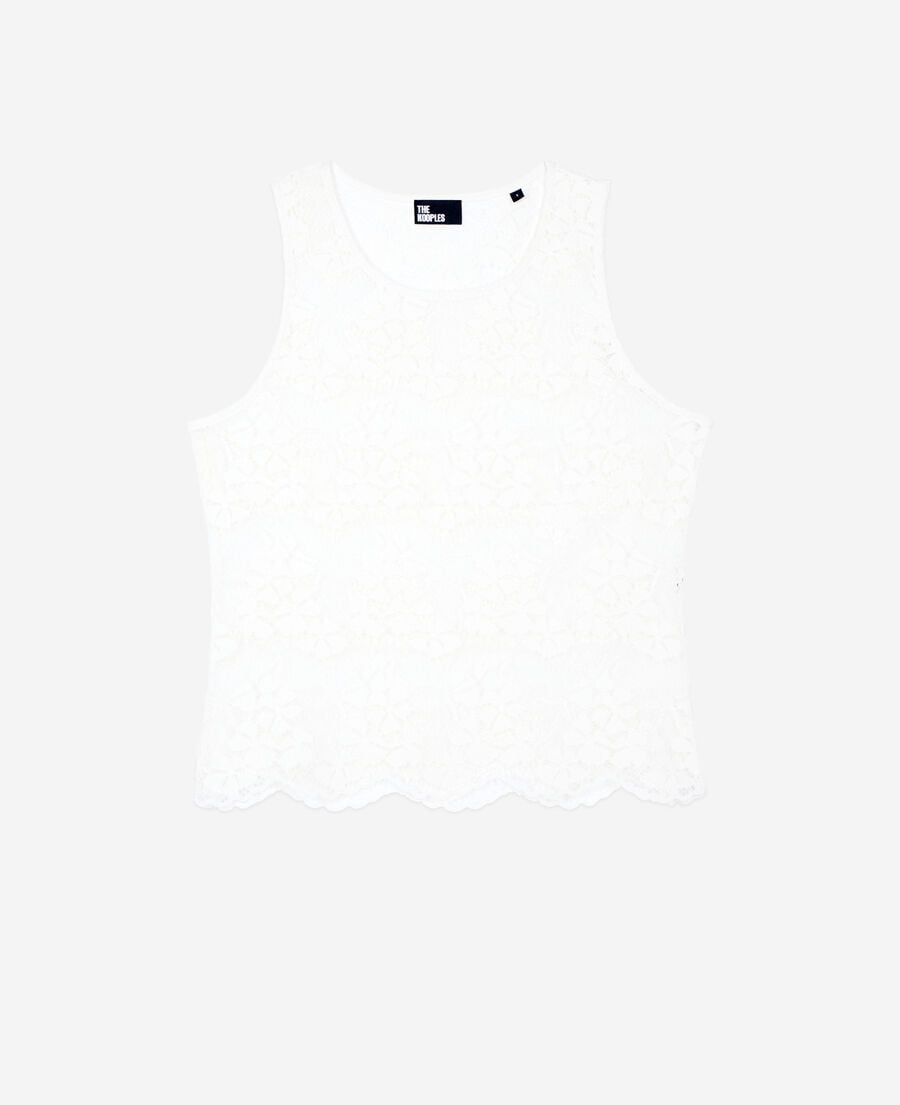 The Kooples MUJER ECRU top blanco crudo encaje
