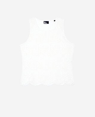 The Kooples MUJER ECRU top blanco crudo encaje