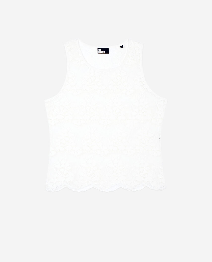 The Kooples DAMEN ECRU ecrufarbenes top mit spitzendetails