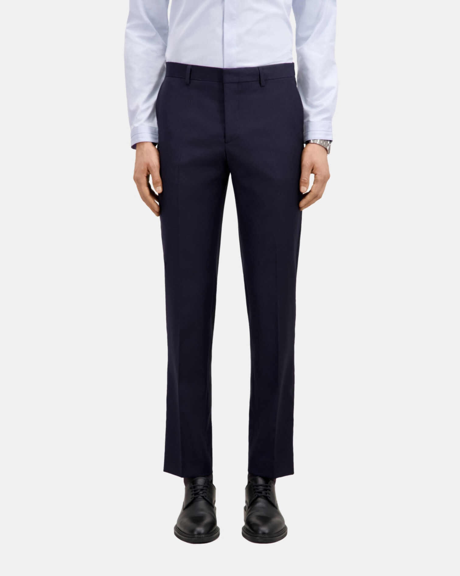 Pantalon de costume bleu marine en laine, NAVY, hi-res image number null