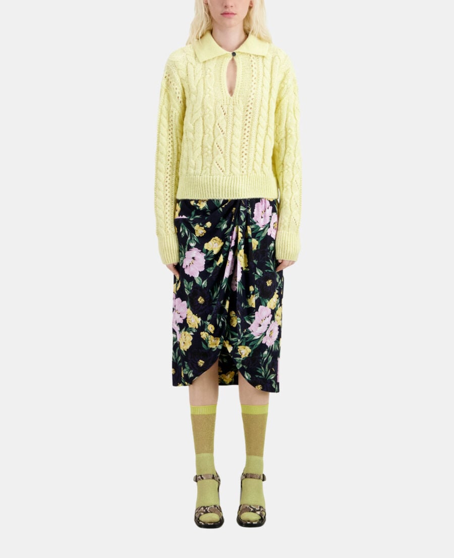 The Kooples DAMEN YELLOW gelber pullover aus einer wollmischung