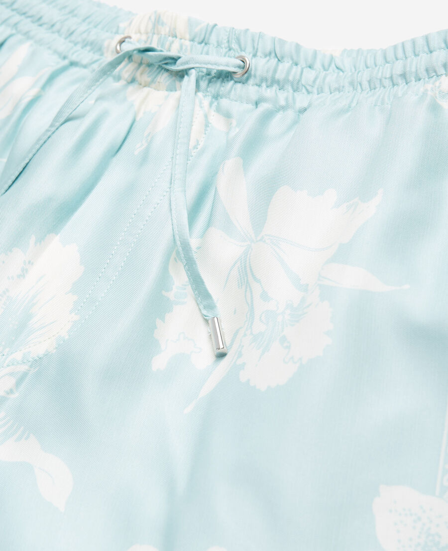 flowing sky blue shorts w/ floral bandanna motif