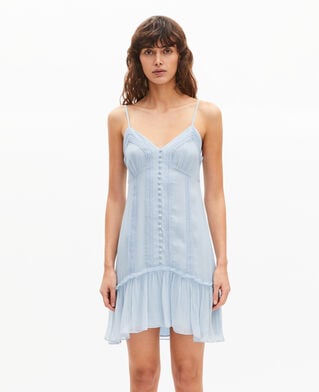 The Kooples F LIGHT BLUE short dress with blue lace detail