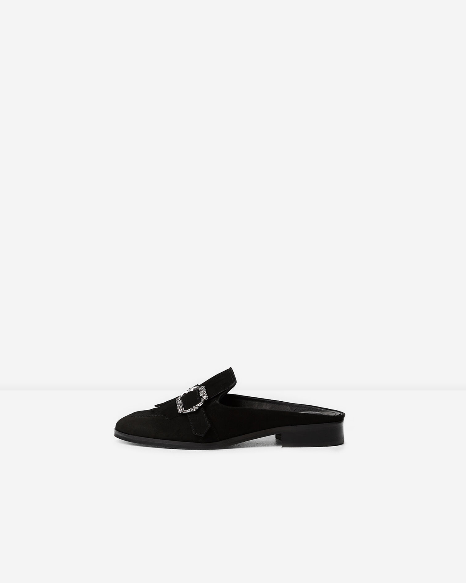 Black mule loafers with jewelled buckle, BLACK, hi-res image number null