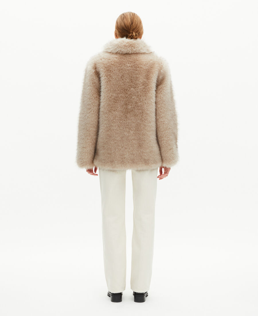 The Kooples WOMEN BEIGE MELANGE beige fur-effect coat