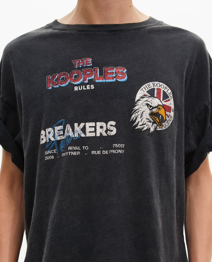 The Kooples HERREN BLACK WASHED t-shirt mit schwarzem siebdruck