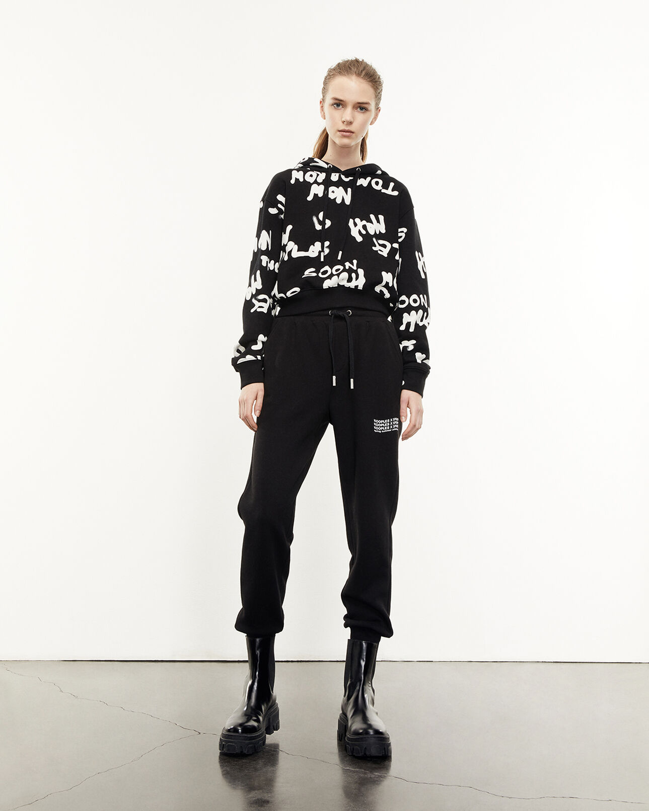 The Kooples FEMME BLACK jogging noir à logo imprimé