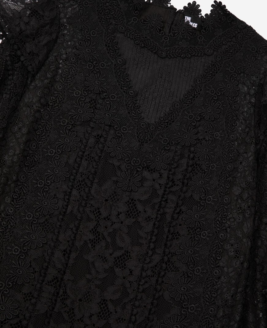 The Kooples FEMME BLACK robe courte en dentelle noire
