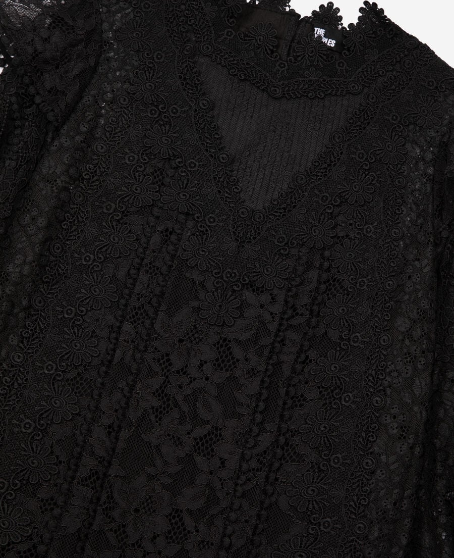 The Kooples FEMME BLACK robe courte en dentelle noire