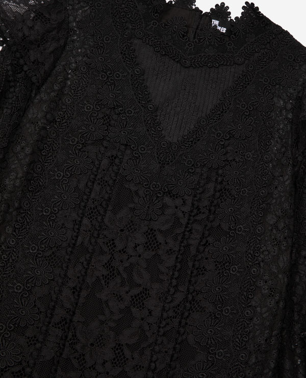 The Kooples FEMME BLACK robe courte en dentelle noire