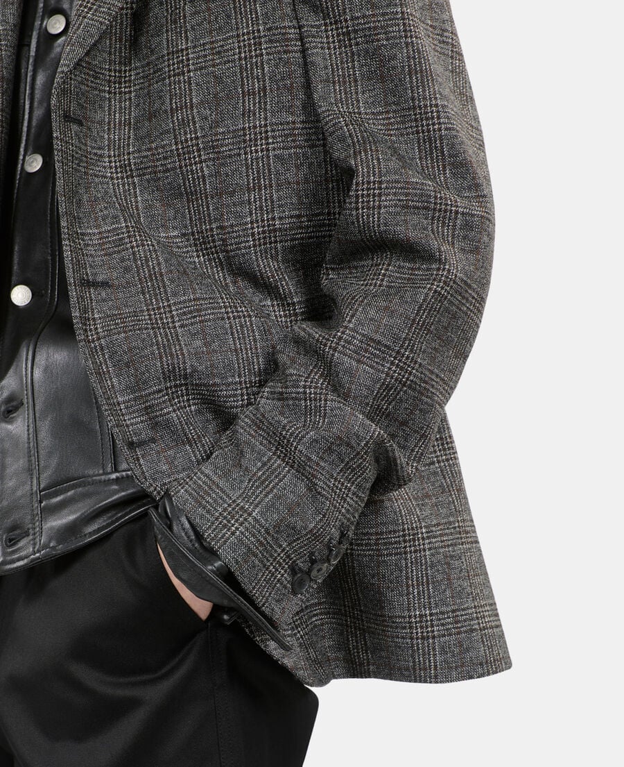 The Kooples H BROWN / BLACK prince of wales wool blazer