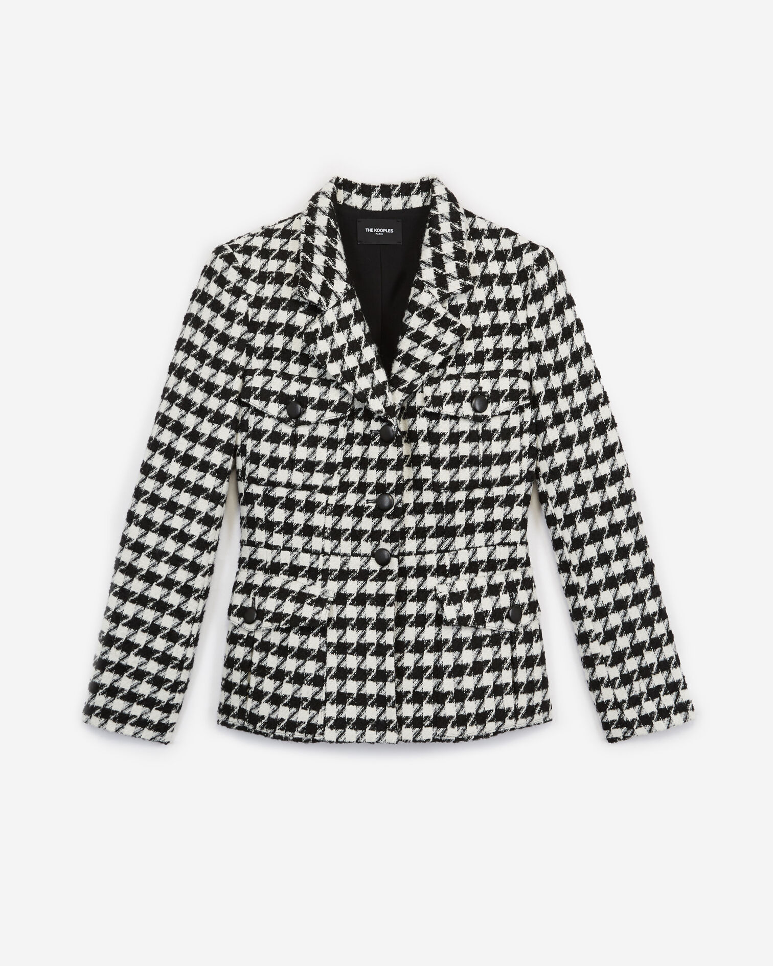 Formal tweed jacket with houndstooth motif, BLACK WHITE, hi-res image number null