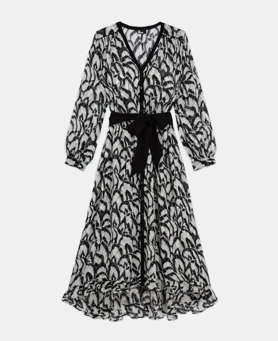 The Kooples F OFF WHITE / BLACK long printed dress