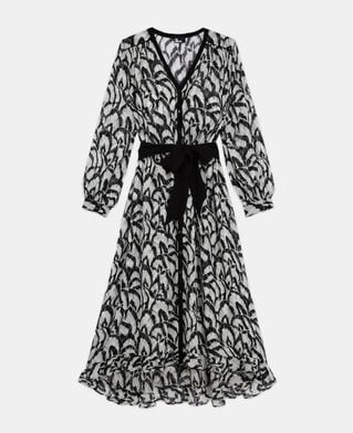 The Kooples F OFF WHITE / BLACK long printed dress
