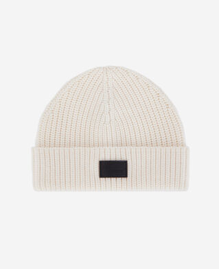 The Kooples MEN ECRU ecru ribbed wool beanie