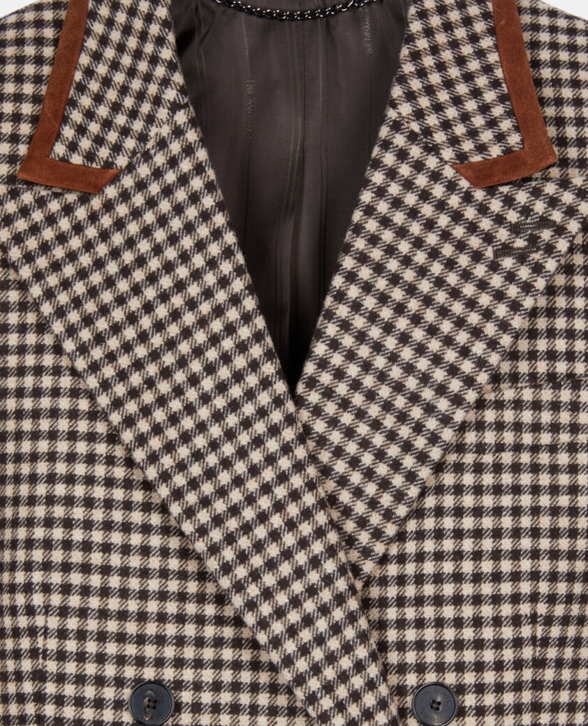 The Kooples FEMME ECRU BLACK veste tailleur &agrave; carreaux vichy